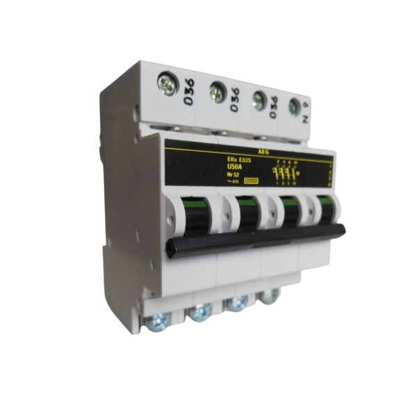 Disjoncteur magnétothermique automatique AEG E84 C50 4P 50A 6KA 831-840-68